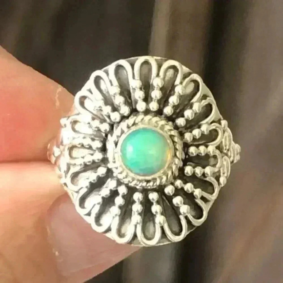 SIZE 6.5 Authentic Ethiopian Opal Solid 925 Sterling Silver Ring NWT